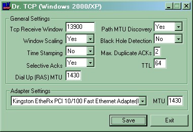 DrTCP advanced settings